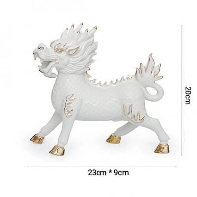 TƯỢNG SỨ KỲ LÂN TRẮNG VIỀN VÀNG